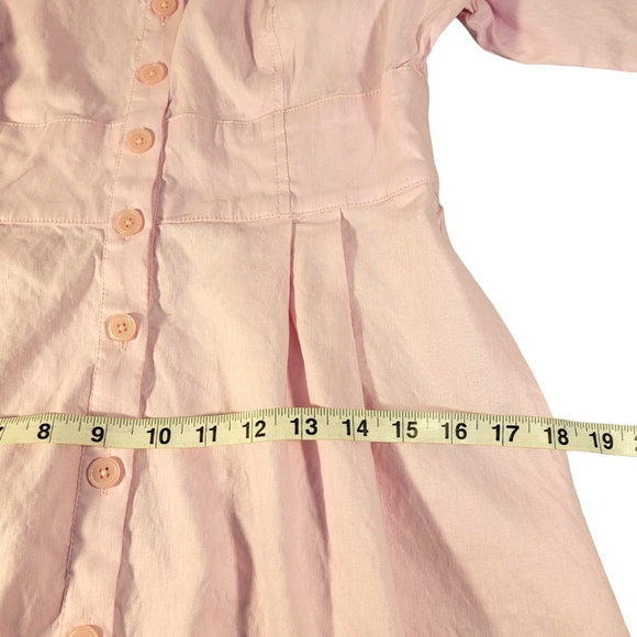 J. Crew Linen Blend Easter Spring Summer Penk Full Length Button Up Dress 4 - Picture 15 of 16